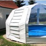Poolabdeckung mit Einstieg zum öffnen in weiss